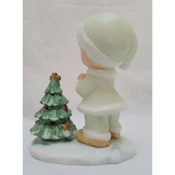 Homco Christmas Children "Precious Moments" 5613 - Boy Praying by Christmas Tree - Picture 4 of 9